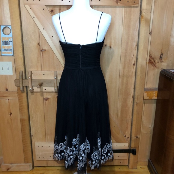 eliza j | black and white tulle embroidered dress - Picture 3 of 7